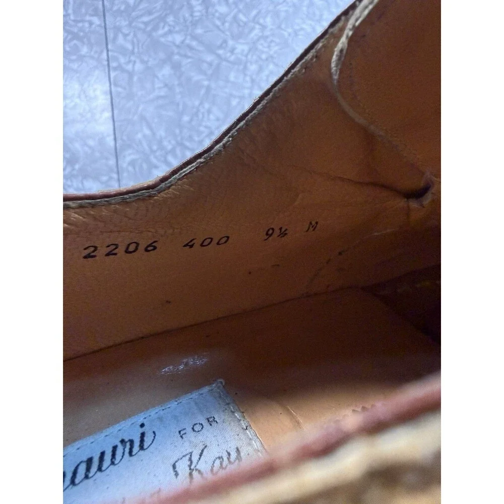 Rare Vintage Mauri for Mister Kay Brown/Tan Leather Oxford Croc Square Toe 9.5M